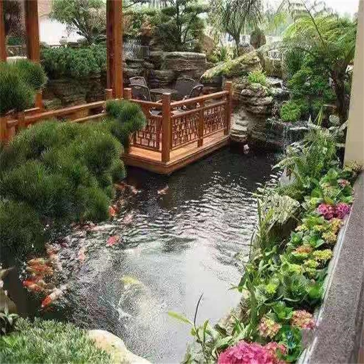 麒麟庭院设计鱼池假山建造图